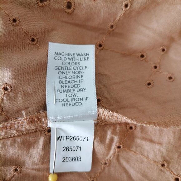 J. Jill Womens Burnt Orange Balloon Sleeve Eyelet Embroidered Blouse Top Size S - Picture 7 of 7